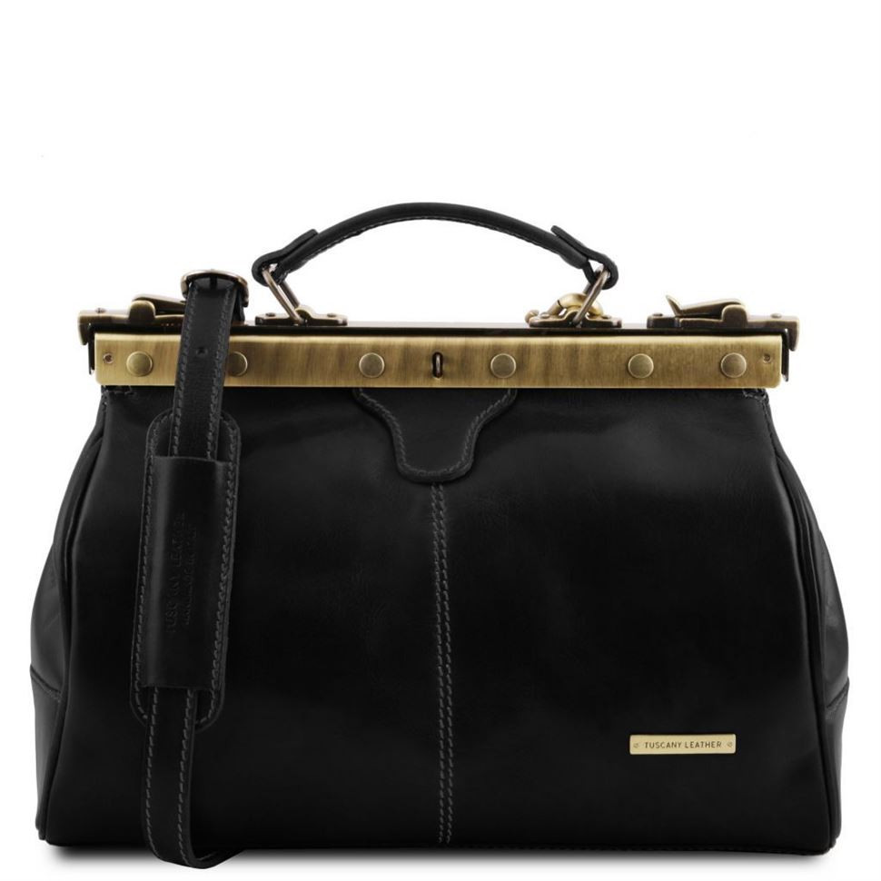 Шкіряна сумка саквояж Tuscany Leather Michelangelo TL10038 (чорний)