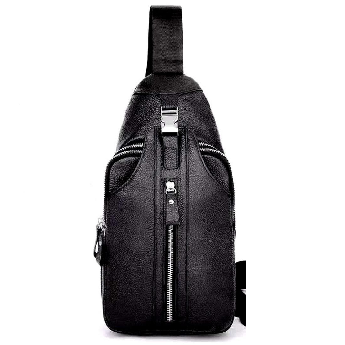Сумка-слінг чорна шкіряна Tiding Bag F-A25F-5003A