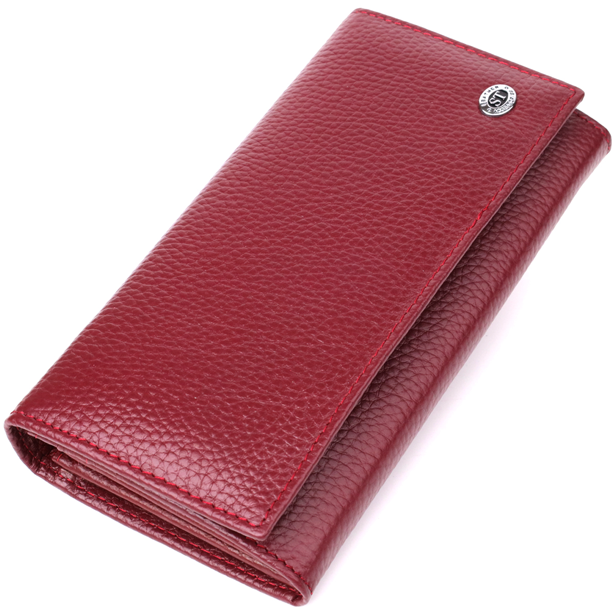 Практичний вертикальний гаманець із натуральної шкіри ST Leather 23085 Бордовий