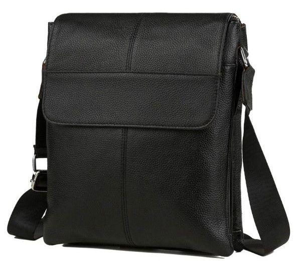 Чоловіча шкіряна сумка, месенджер Tiding Bag чорна