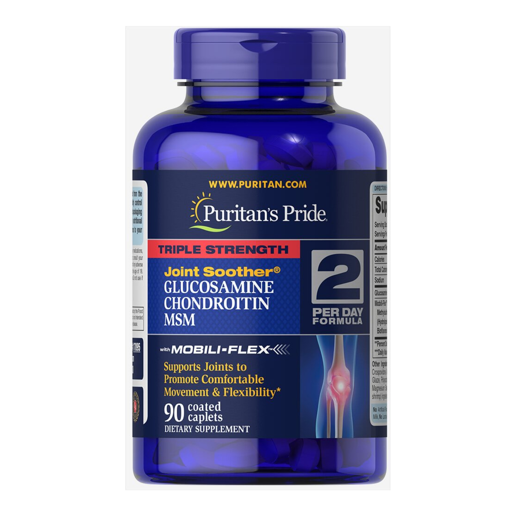 Glucosamine Chondroitin MSM Triple Strength - 90 caplets (Пошкоджена банка) — фото 1