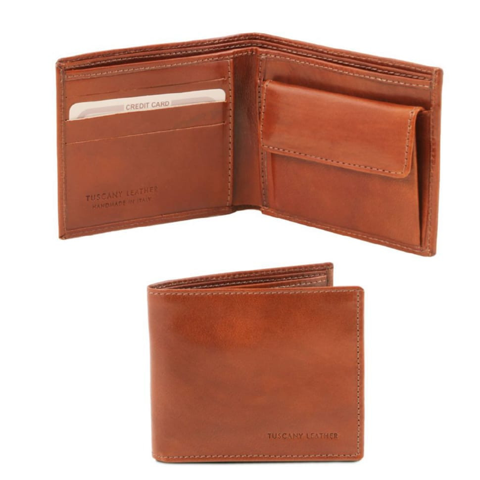 Ексклюзивний шкіряний гаманець чоловічий с монетником Tuscany Leather TL140761 (Мед)