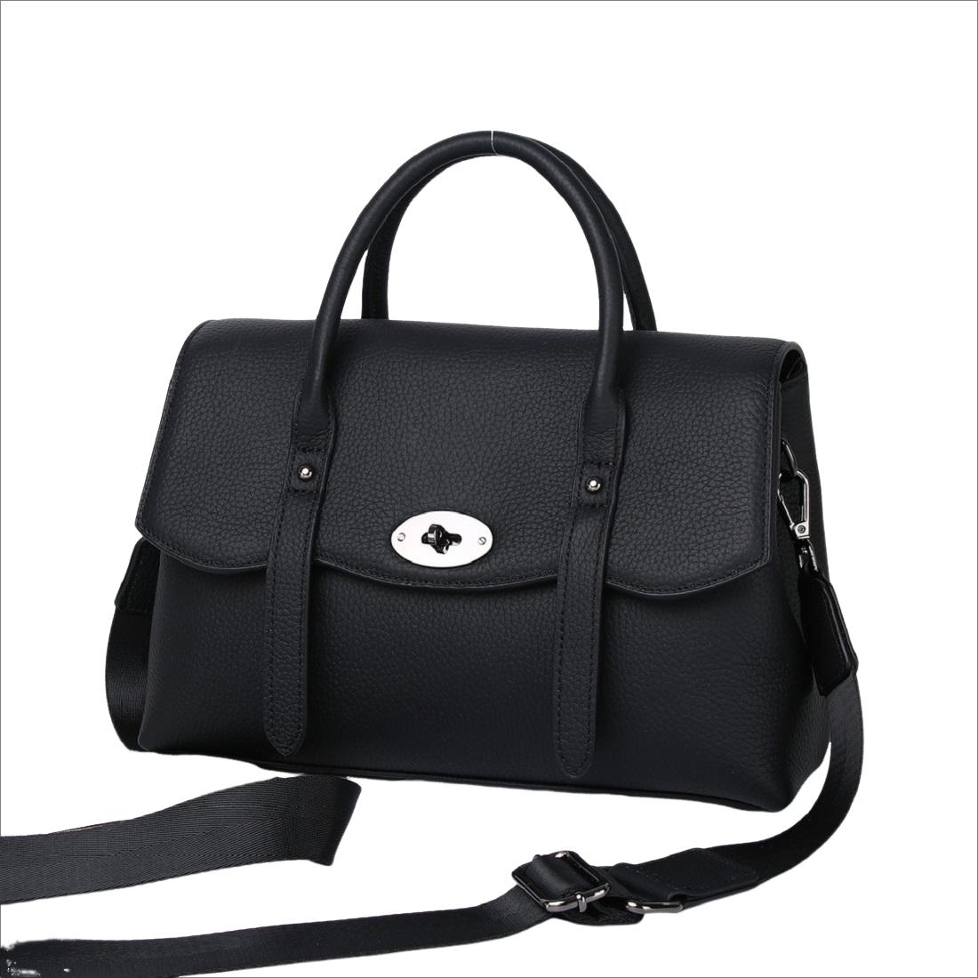 Класична жіноча шкіряна чорна сумка Olivia Leather B24-W-8329A