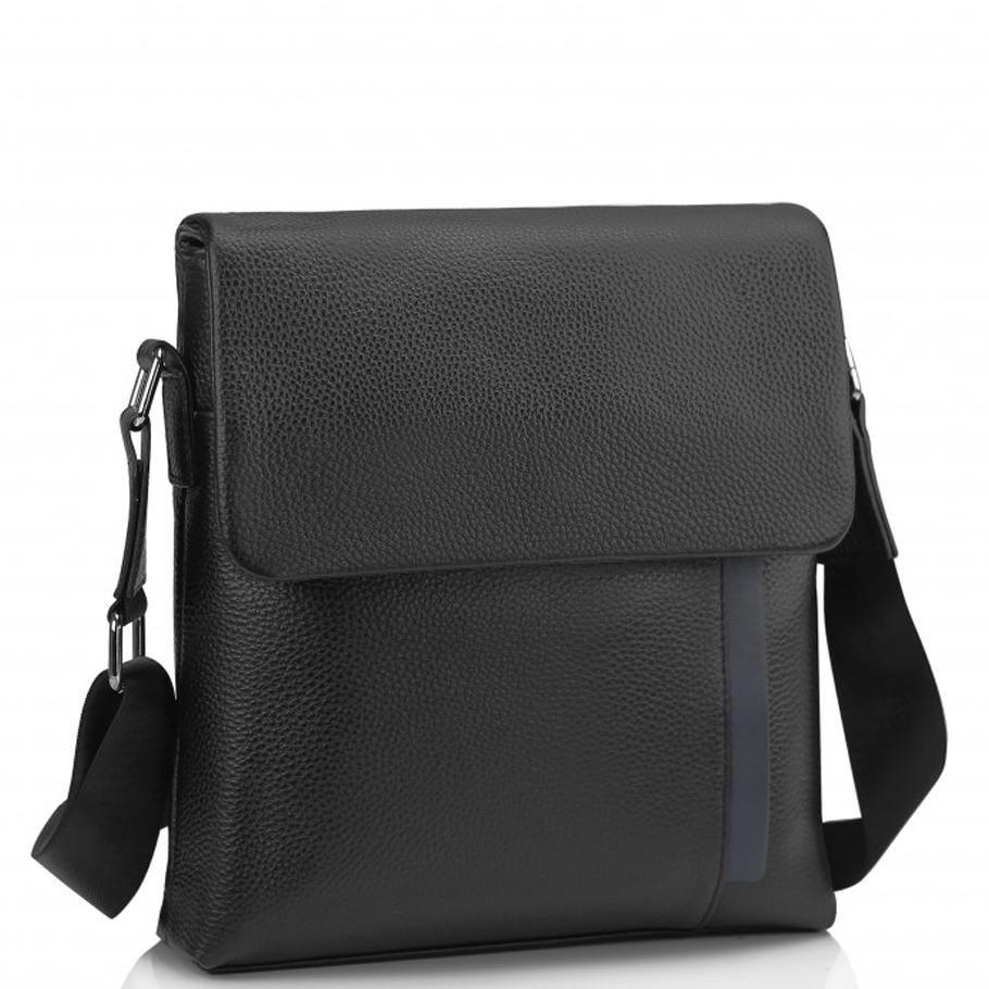 Чоловіча шкіряна сумка через плече чорна Tiding Bag A25F-9913A