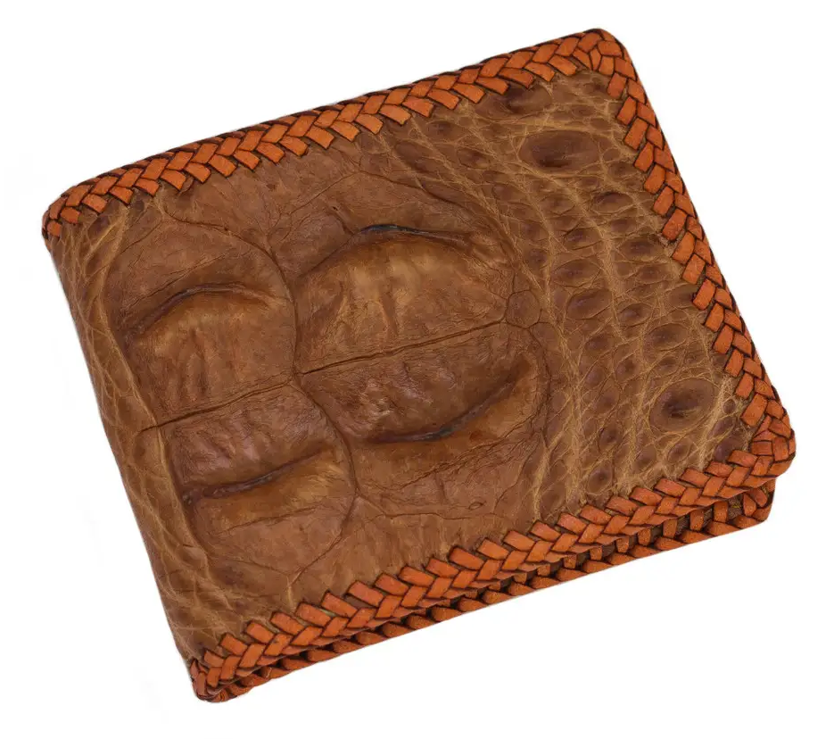 Гаманець зі шкіри крокодила з обплетенням Exotic Leather Коричневий (cw17_1)
