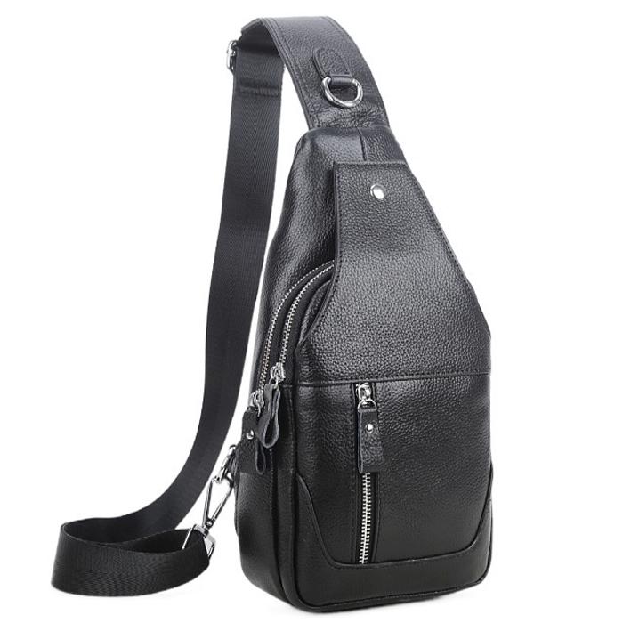 Шкіряний чорний слінг Tiding Bag 4004A