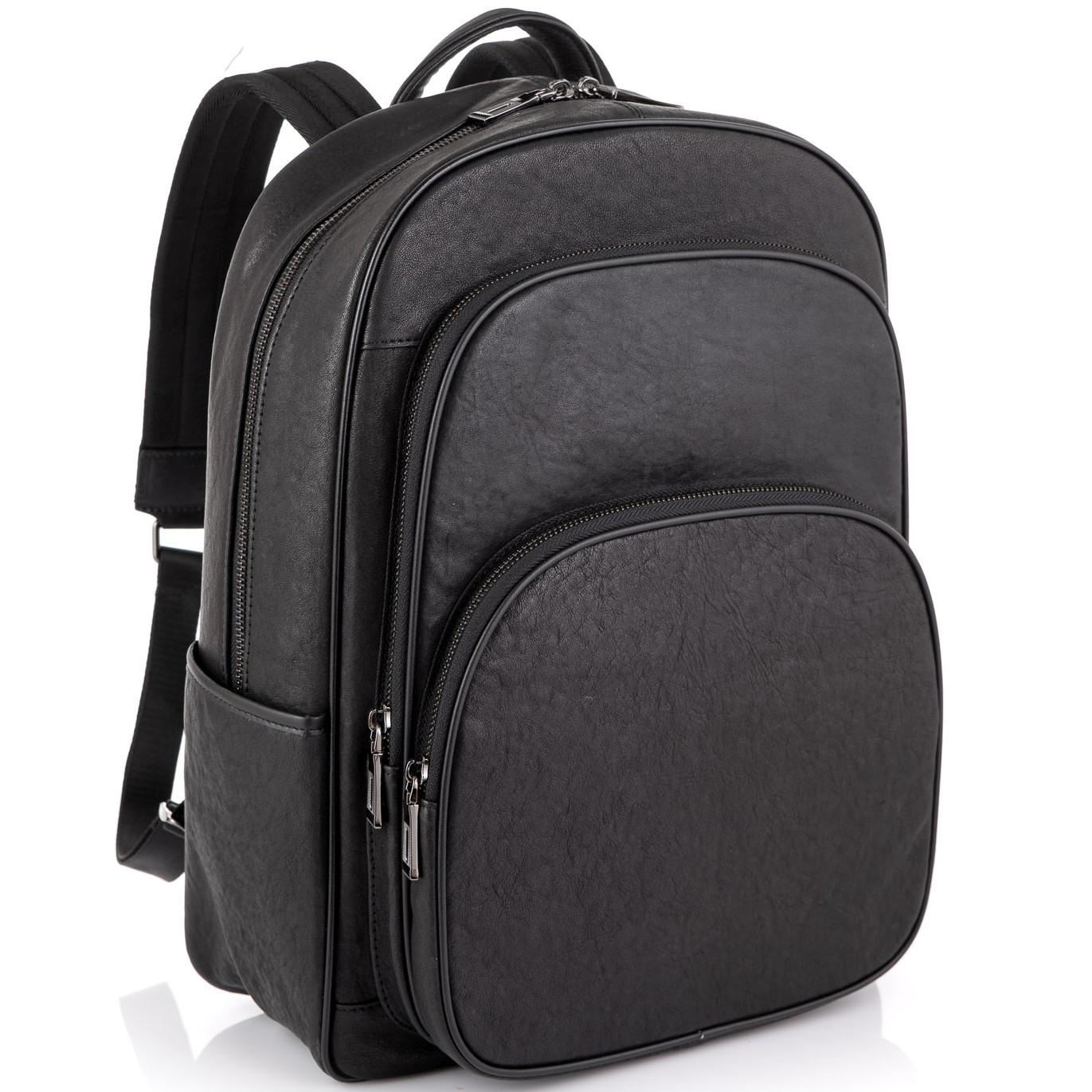 Шкіряний чорний чоловічий рюкзак Tiding Bag NM11-166A