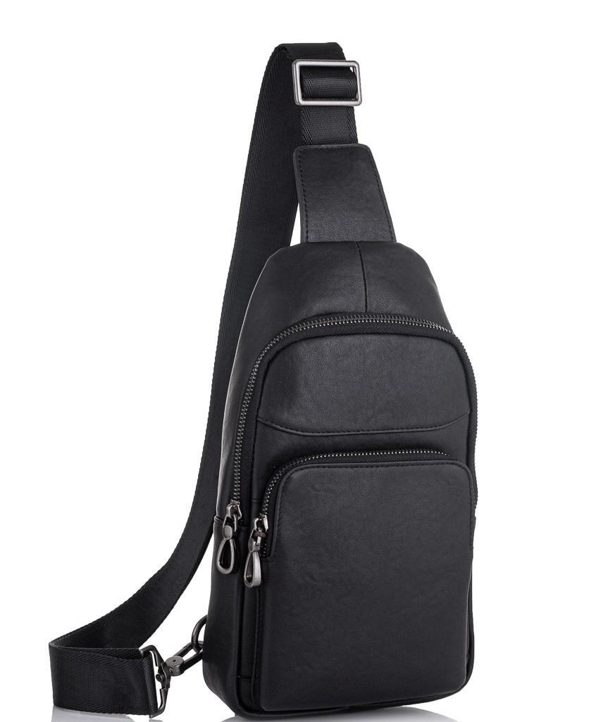 Чоловічий чорний шкіряний слінг Tiding Bag NM11-7526A