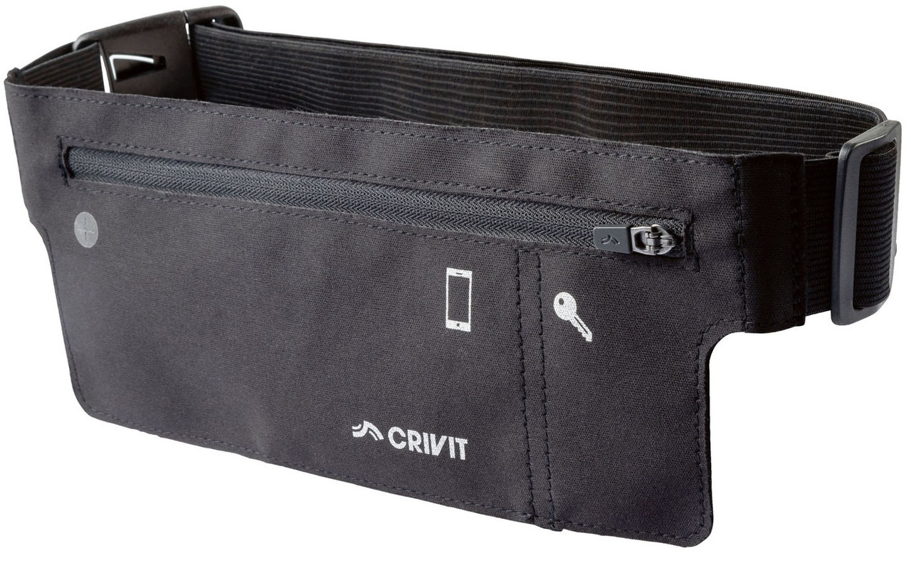 Плоска поясна сумка для бігу, тренувань Crivit чорна — фото 1