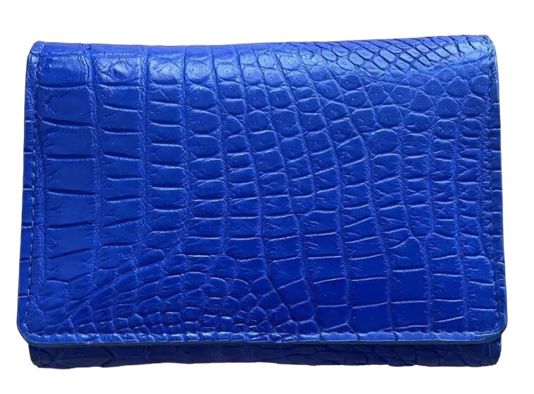 Гаманець жіночий із шкіри крокодила синій яскравий електрик індиго Exotic Leather (cw 106_2)