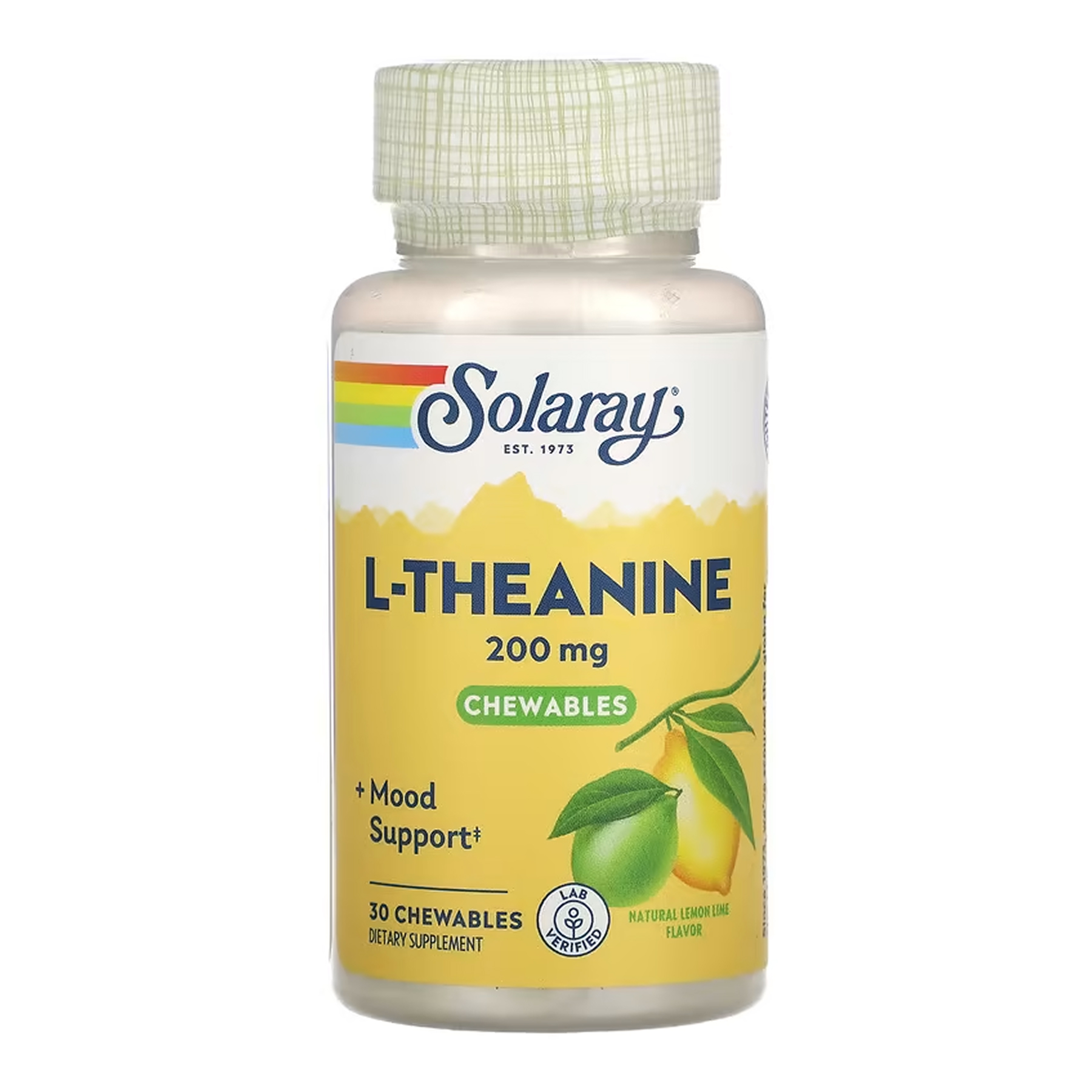 L-теанін, 200 мг, 30 жув. таблеток, Solaray