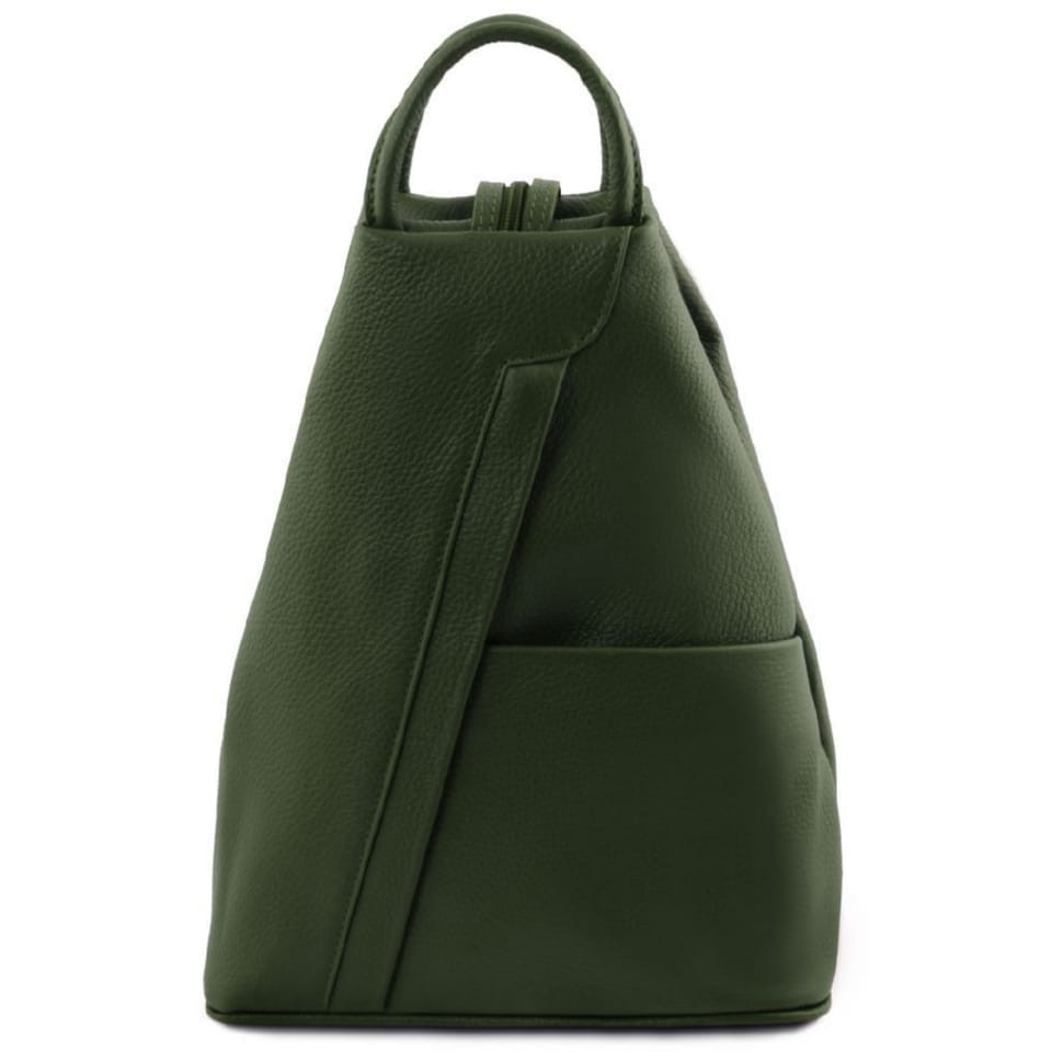 Шкіряний мʼякий італійський рюкзак TL141881 Shanghai Tuscany (Forest Green)