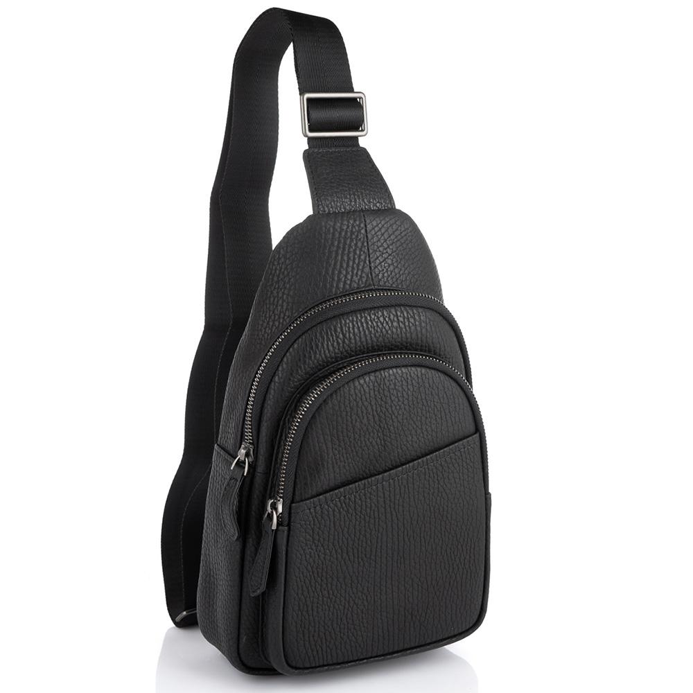 Чоловіча шкіряна сумка-слінг чорна Tiding Bag SM8-853A