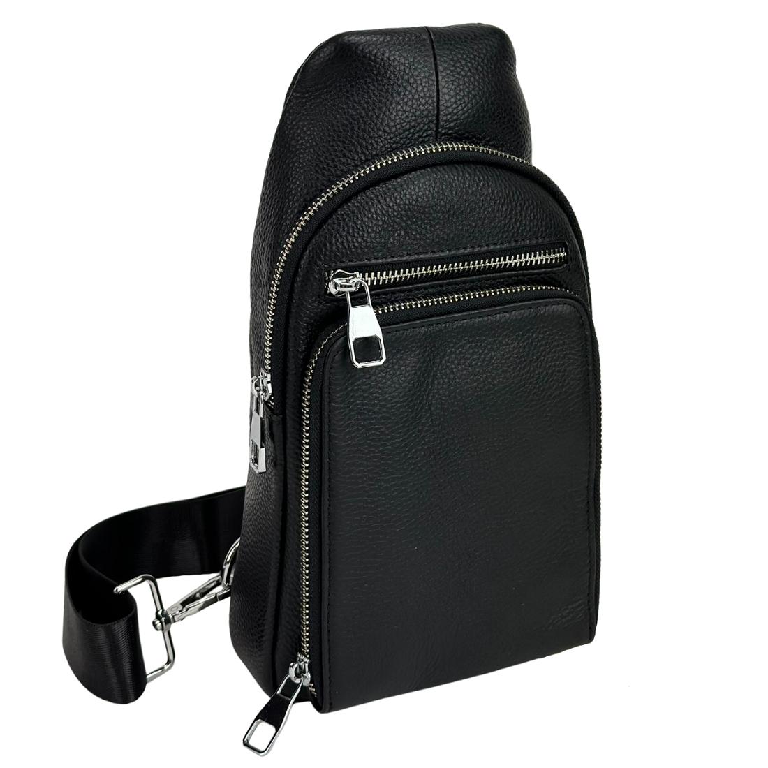 Чоловічий шкіряний чорний слінг Tiding Bag A25F-250117A