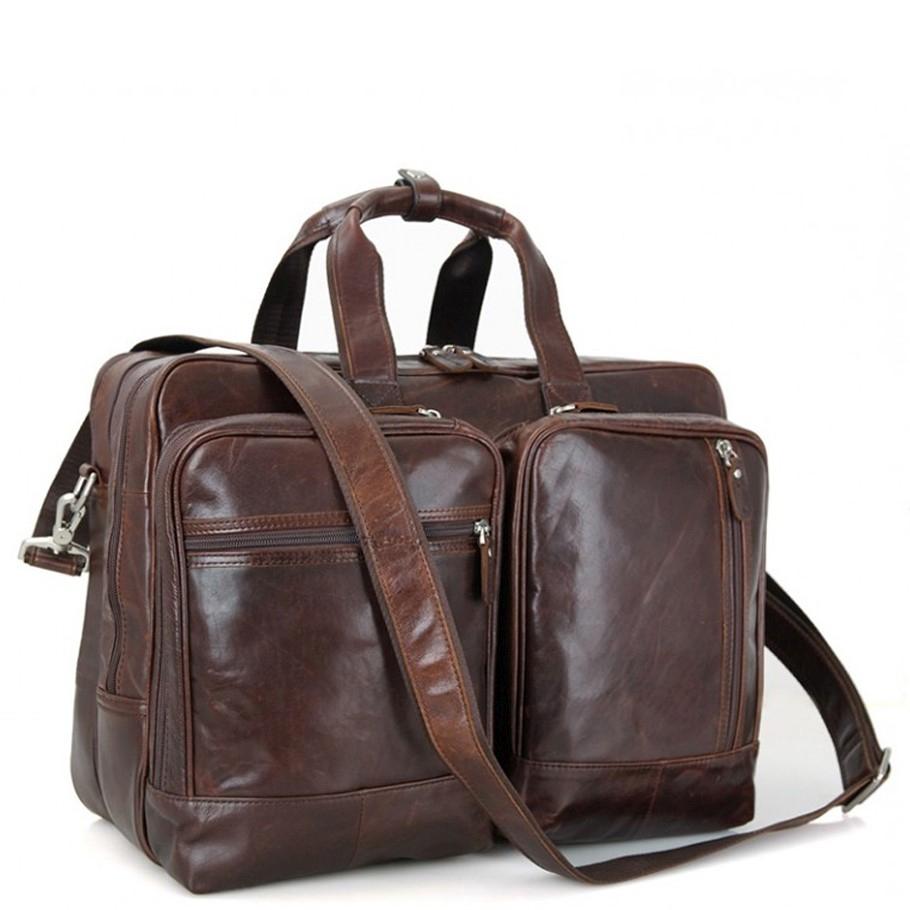 Чоловіча дорожна ділова шкіряна сумказ карманами Tiding Bag 7343C