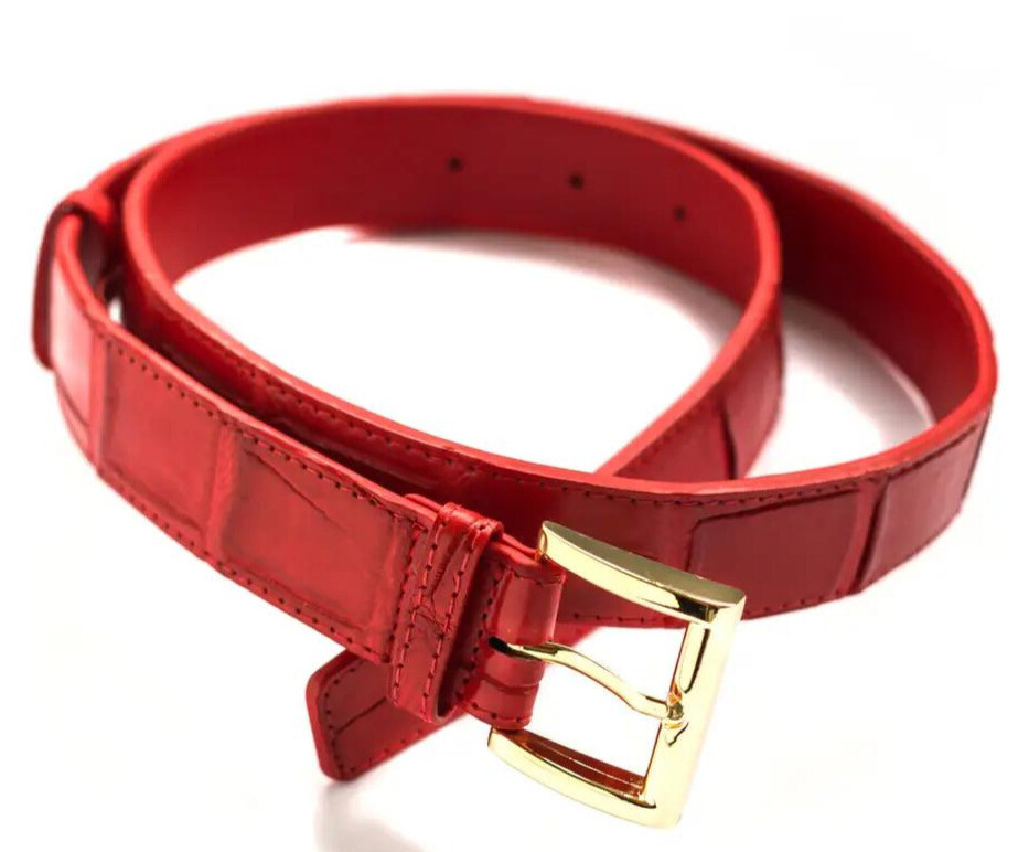 Ремінь зі шкіри крокодила жіночий Exotic Leather Червоний (crb 22)