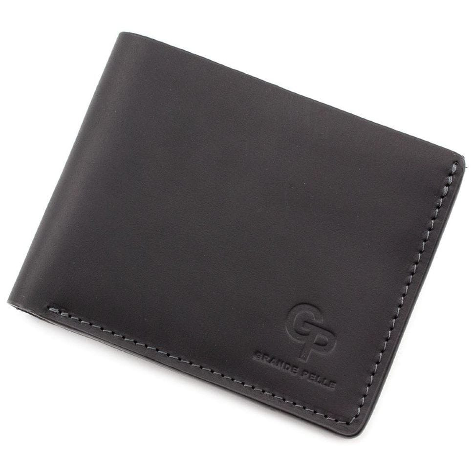 Шкіряне портмоне Grande Pelle 506110 чоловіче двойного сложения (бифолд)