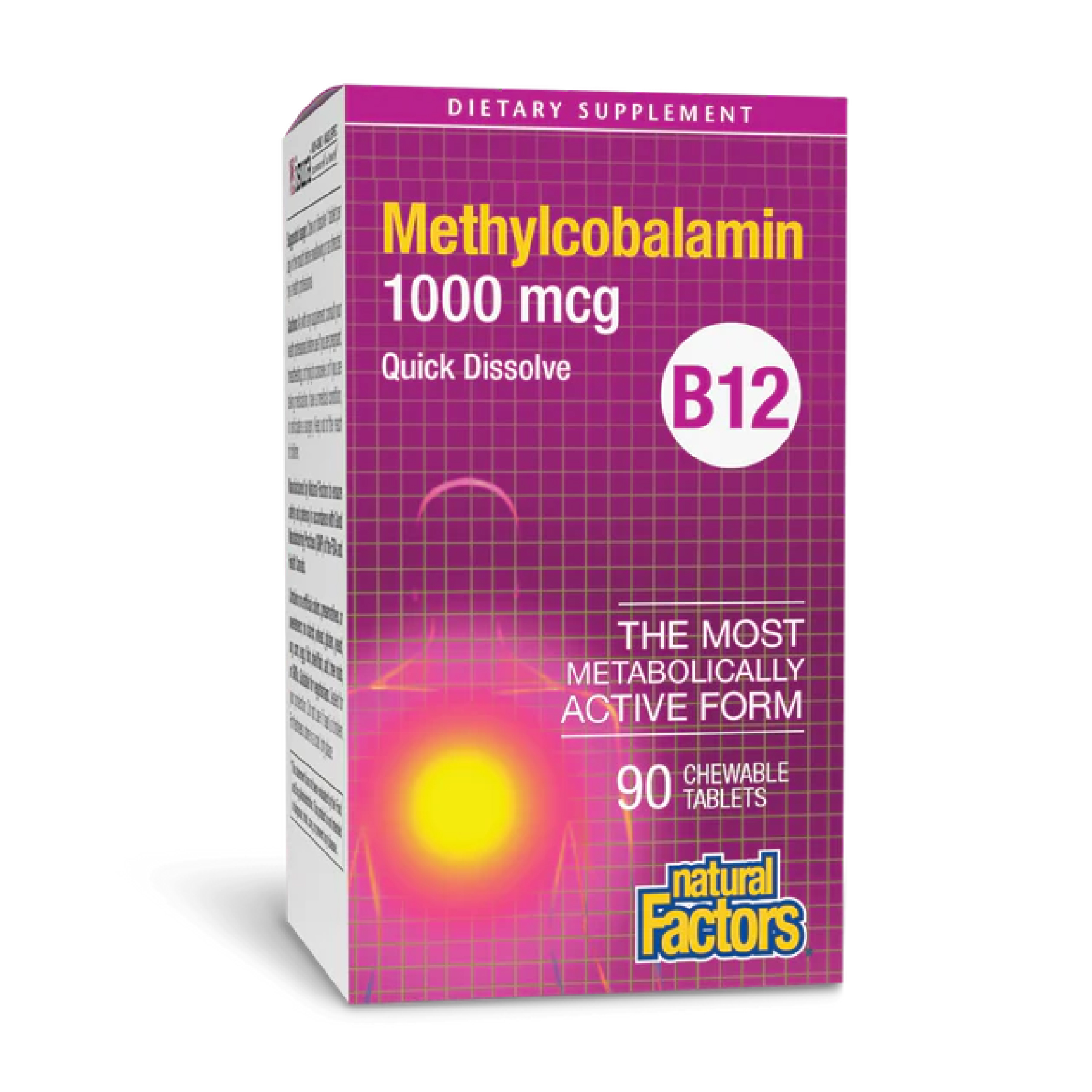 Вітамін B12 Метилкобаламін, 1000 мкг, 90 таблеток, Natural Factors