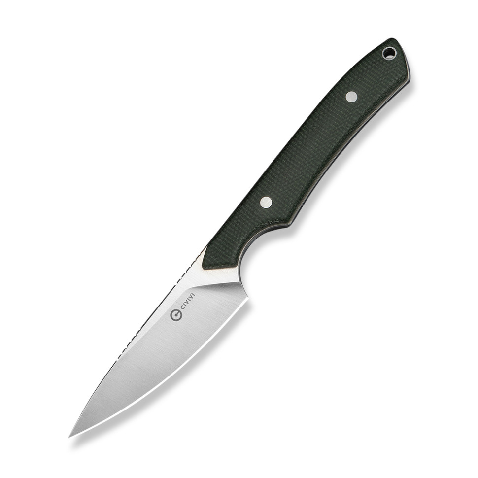Ніж фіксований кишеньковий Civivi High Grass Field Knife (7,4 см) 14C28N / Micarta зелений з чохлом