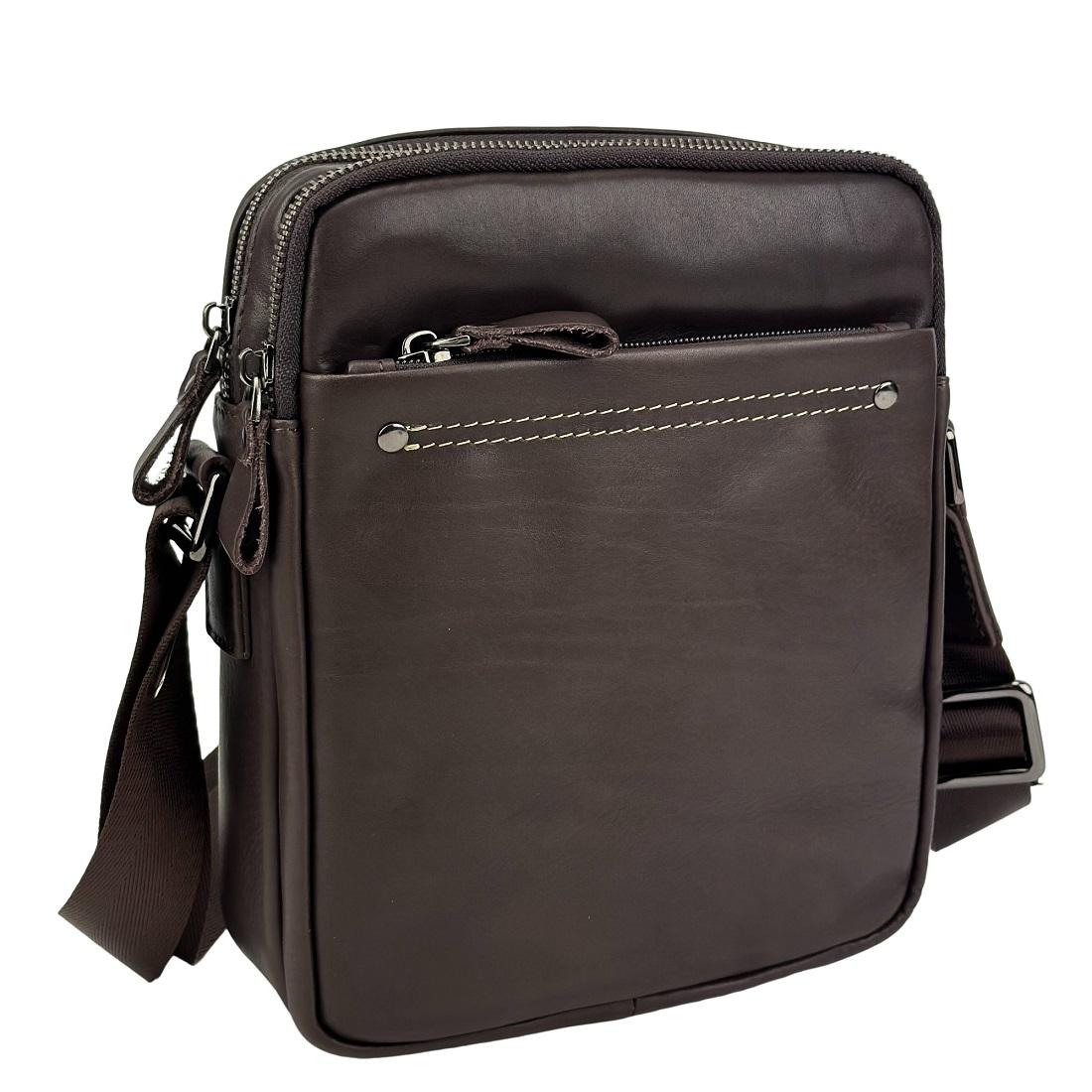 Месенджер шкіряний коричневий Tiding Bag 8713C — фото 1