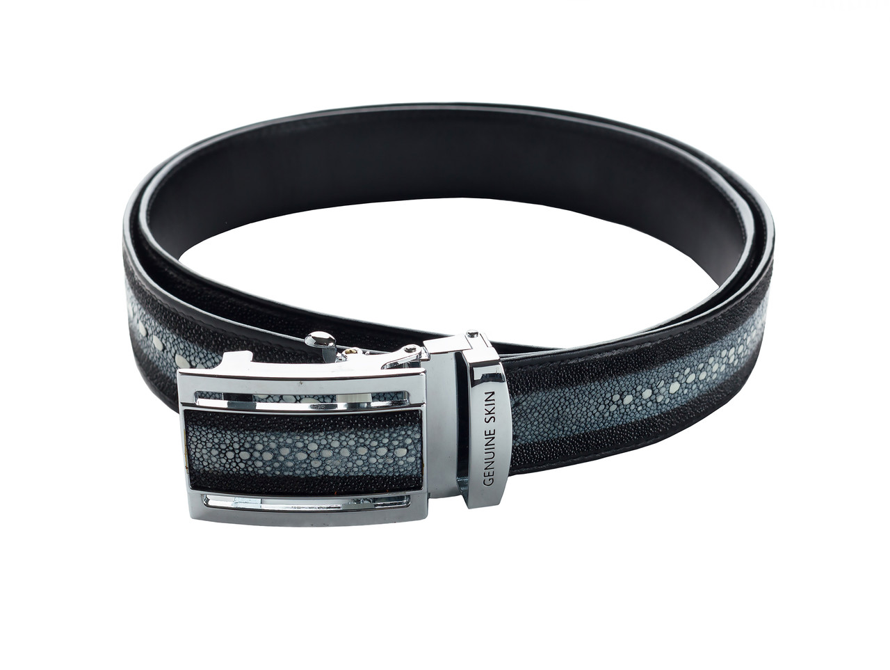 Ремінь зі шкіри морського скату Exotic Leather з білою спинкою (stb12) — фото 1