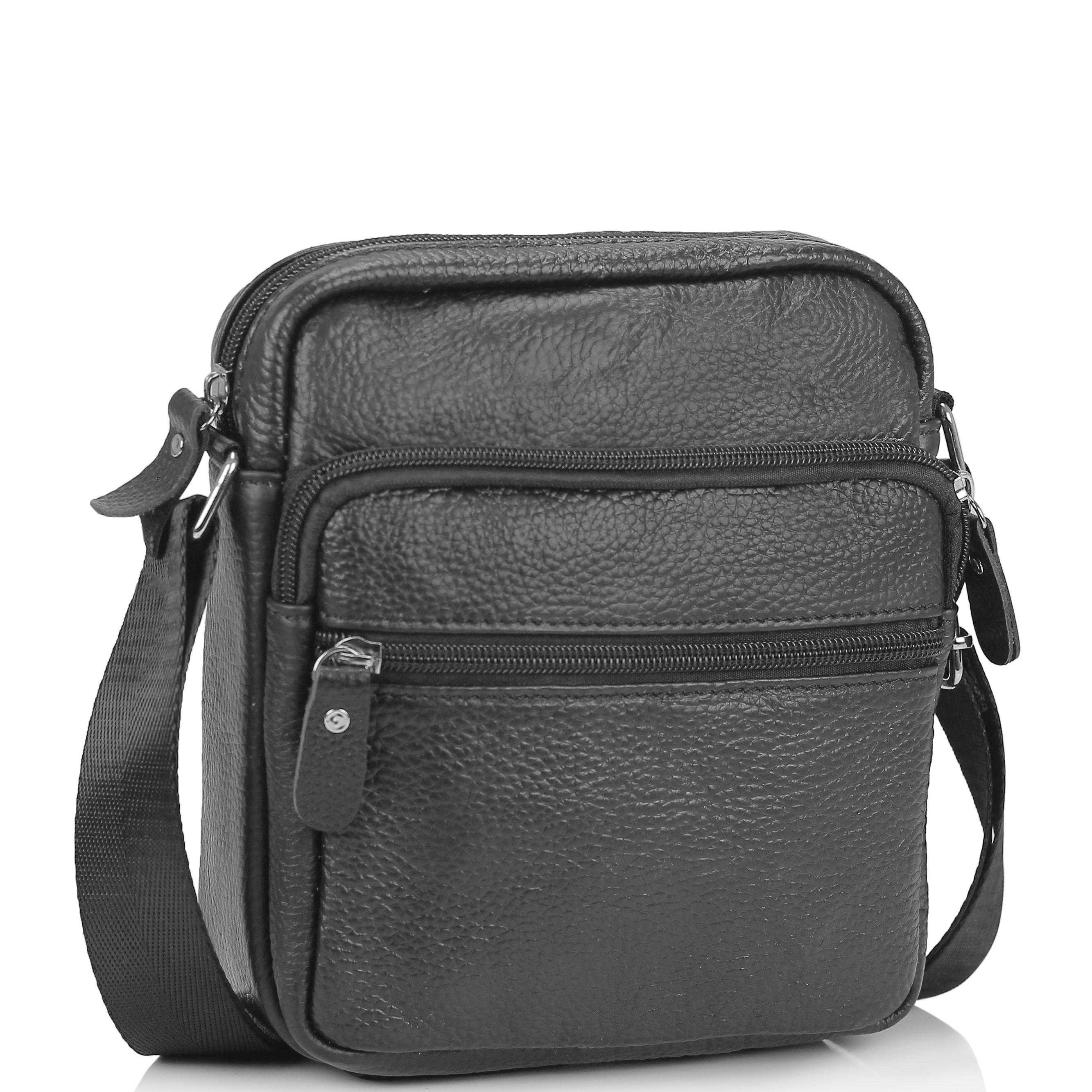 Невелика шкіряна сумка через плече чорна Tiding Bag NM20-2610A — фото 1