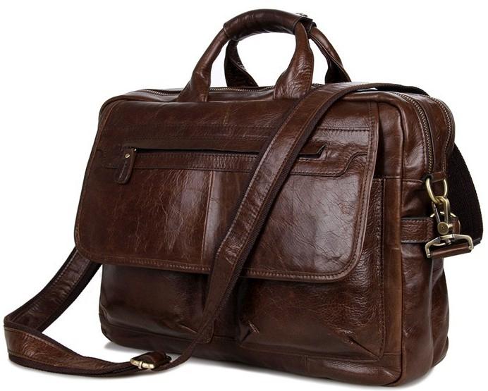 Містка чоловіча шкіряна сумка під ноутбук Tiding Bag 7085C