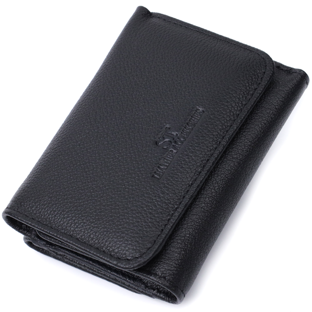 Красиве жіноче портмоне з монетницею з натуральної шкіри ST Leather 22728 Чорний — фото 1