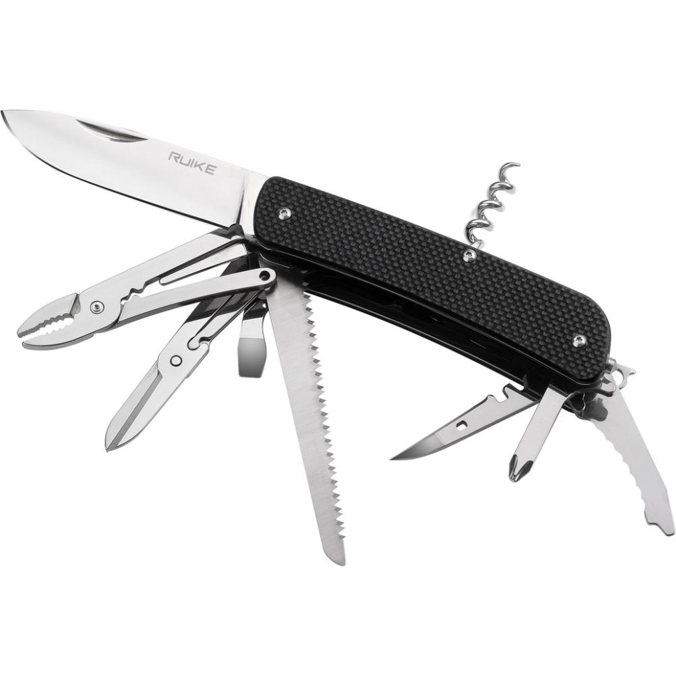 Багатофункціональний ніж Ruike Criterion L51, (8.5 см) 12C27 / G10 чорний, 23 інстр.
