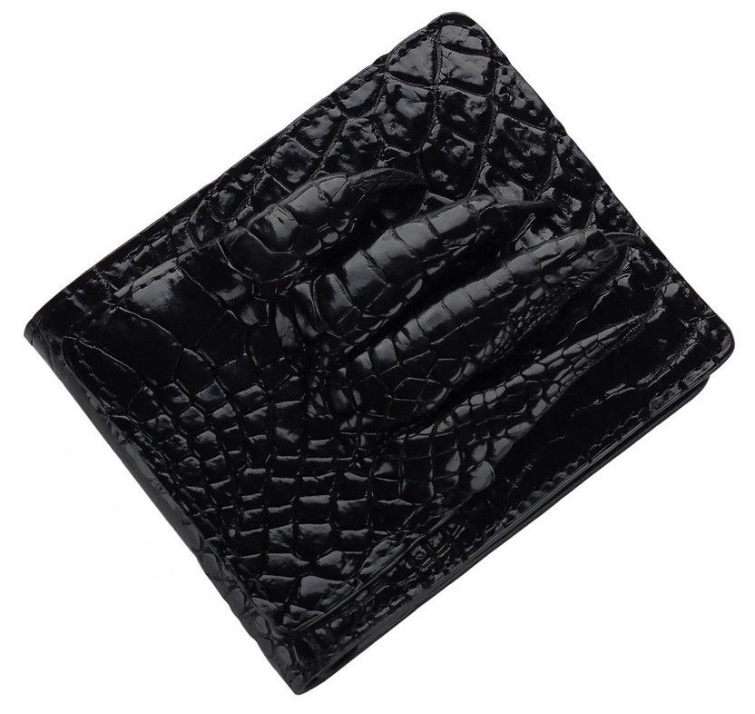 Портмоне зі шкіри з лапою крокодила Чорне Exotic Leather (cw02_1)