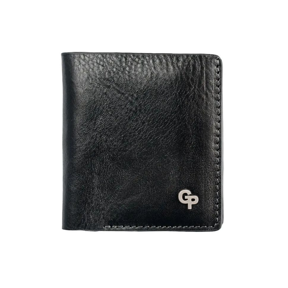 Чоловіче шкіряне портмоне бифолд с монетницей Grande Pelle 528610 чорне