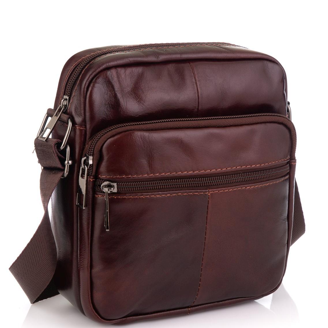 Шкіряна чоловіча сумка через плече коричнева Tiding Bag NM20-2610C