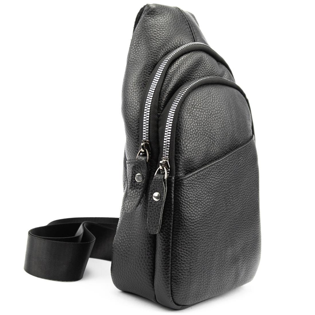 Шкіряна сумка слінг чорна Tiding Bag M56-2552A