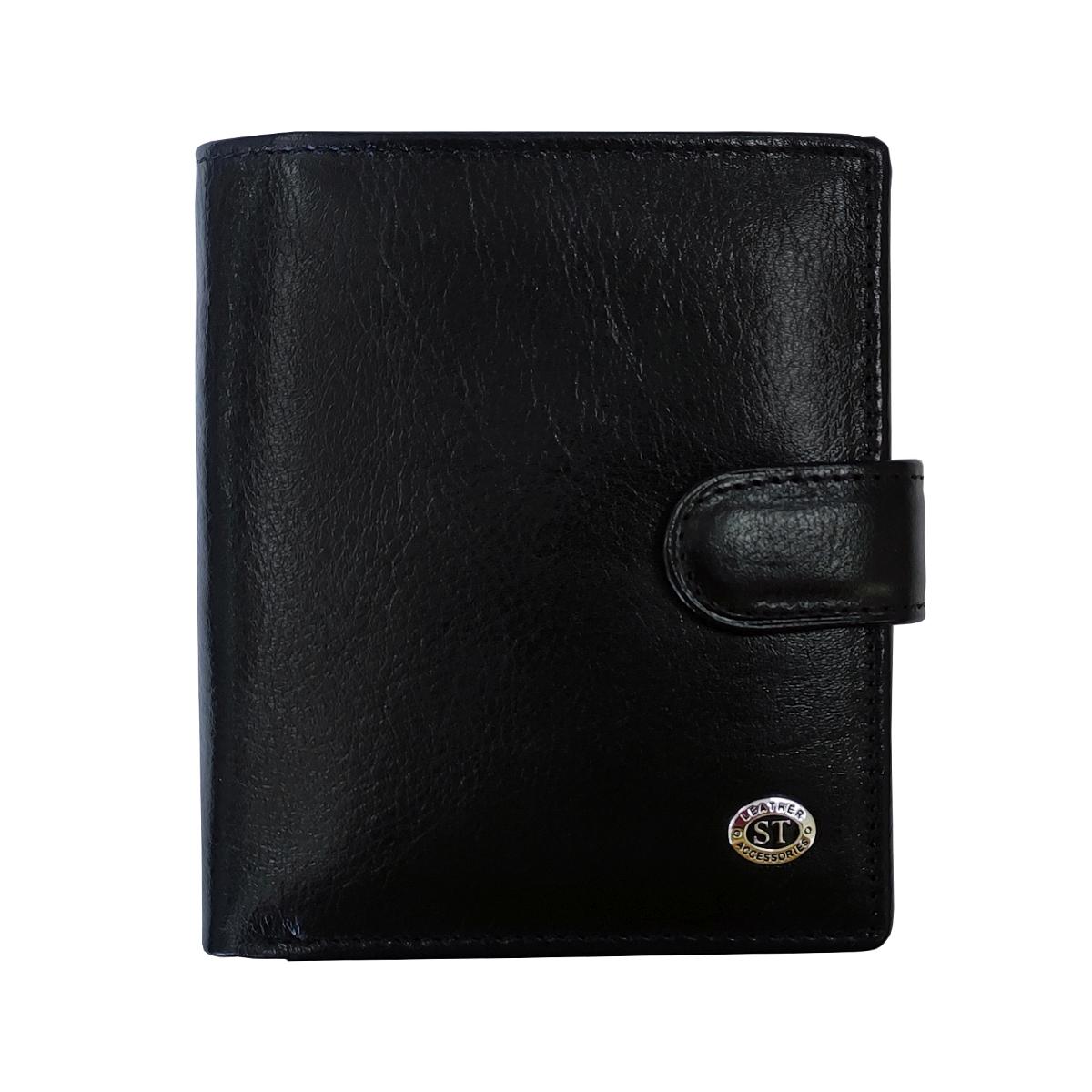 Чоловіче класичне портмоне на кнопці LEATHER ACCESSORIES BST-STB142BA