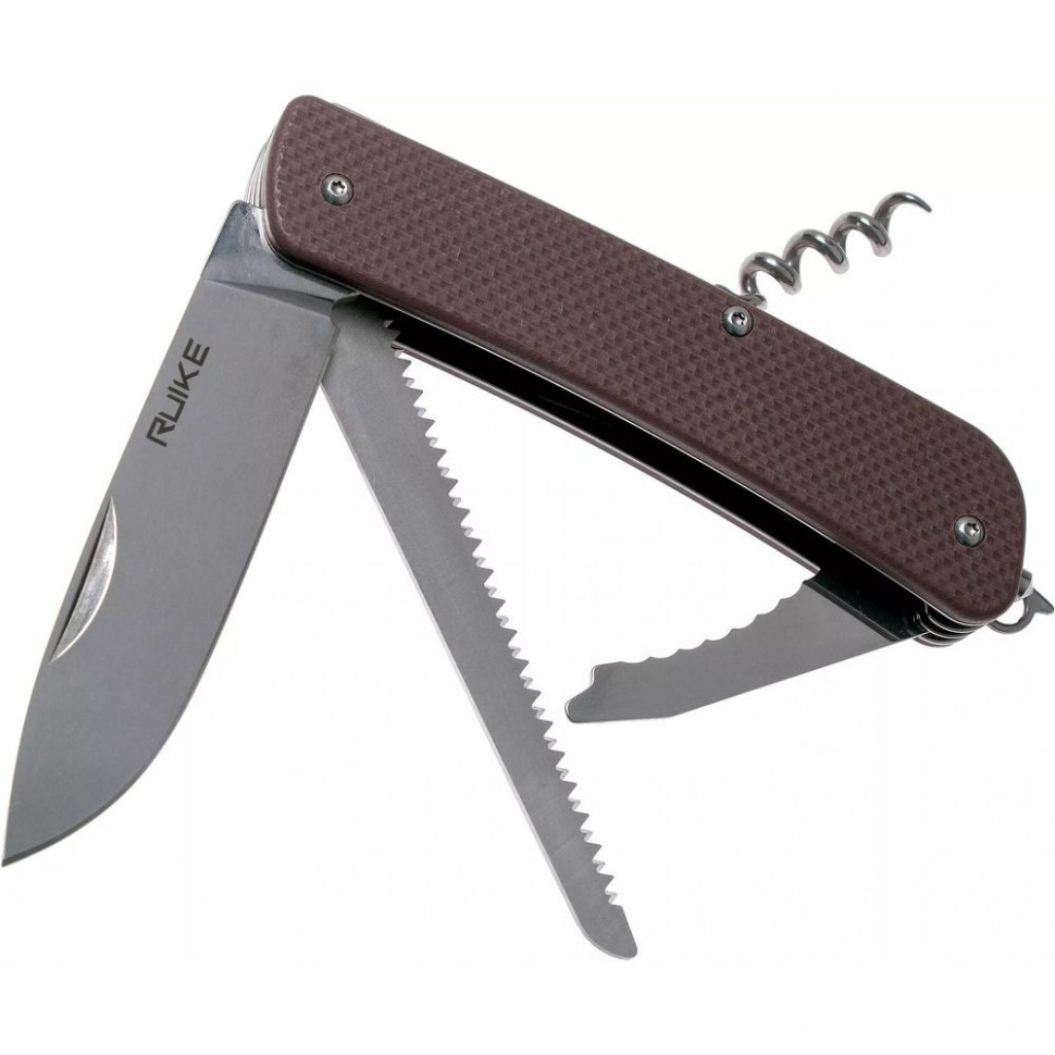 Багатофункціональний ніж Ruike Criterion L32, (8.5 см) 12C27 / G10 коричневий, 13 інстр.