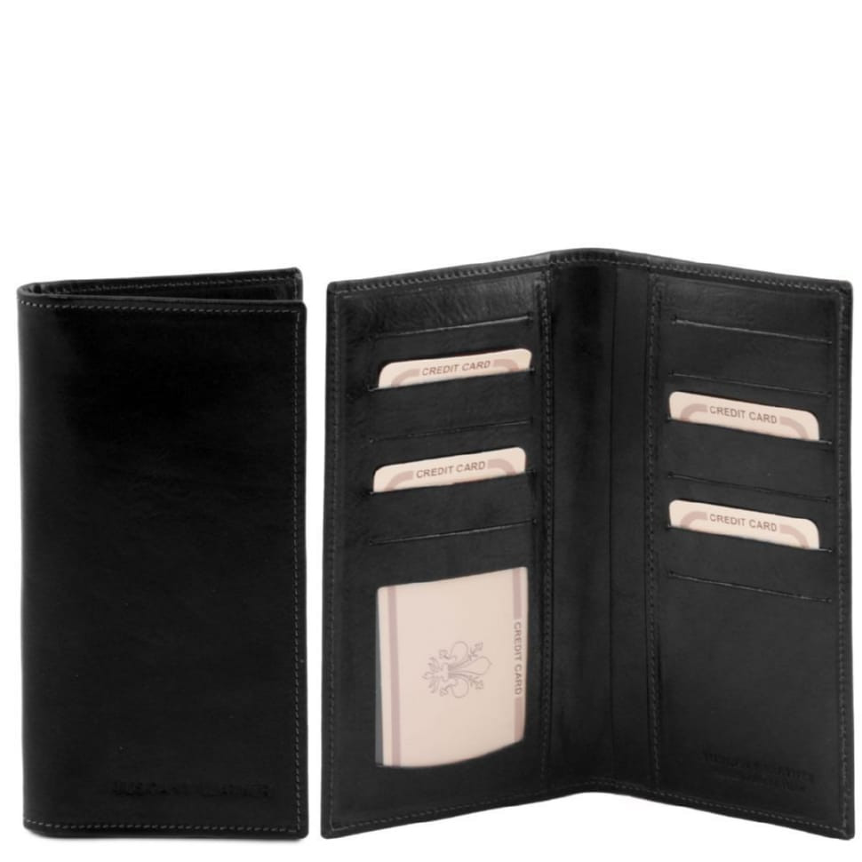 Ексклюзивний вертикальний шкіряний гаманець бифолд Tuscany Leather TL140784 (чорний)