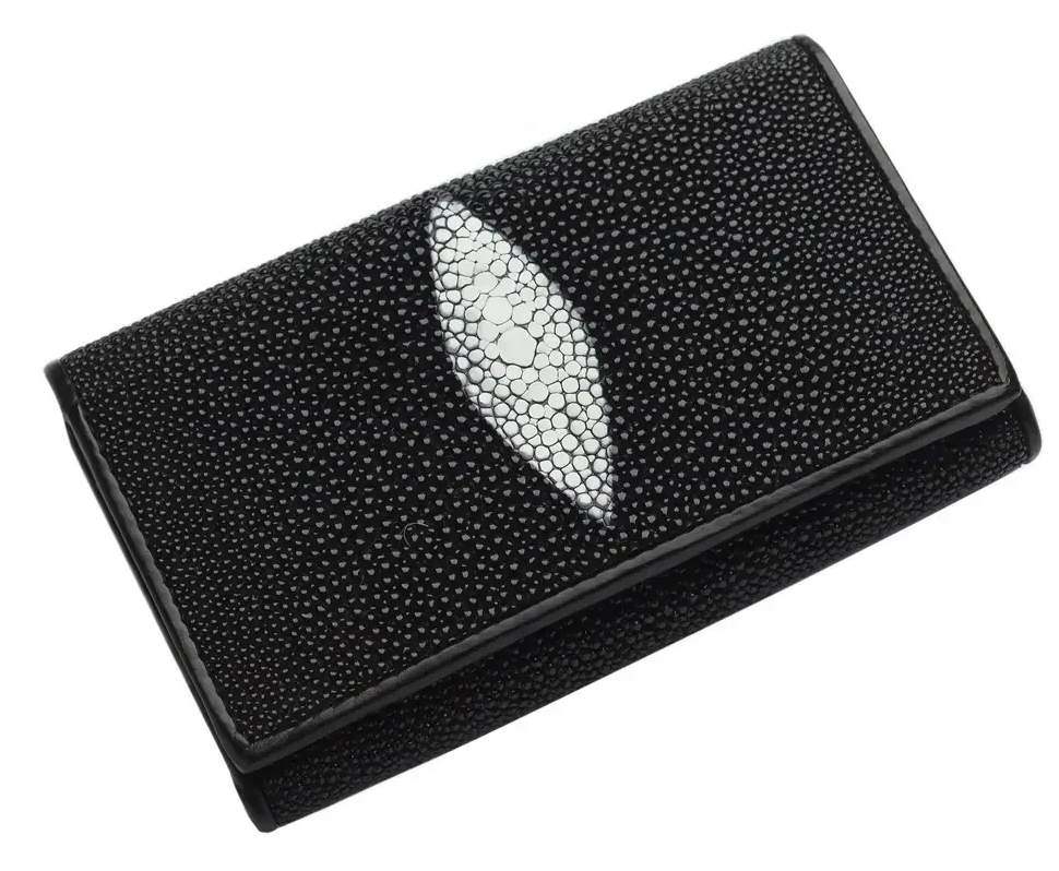 Ключниця зі шкіри морського скату Exotic Leather Чорна (stk 01)