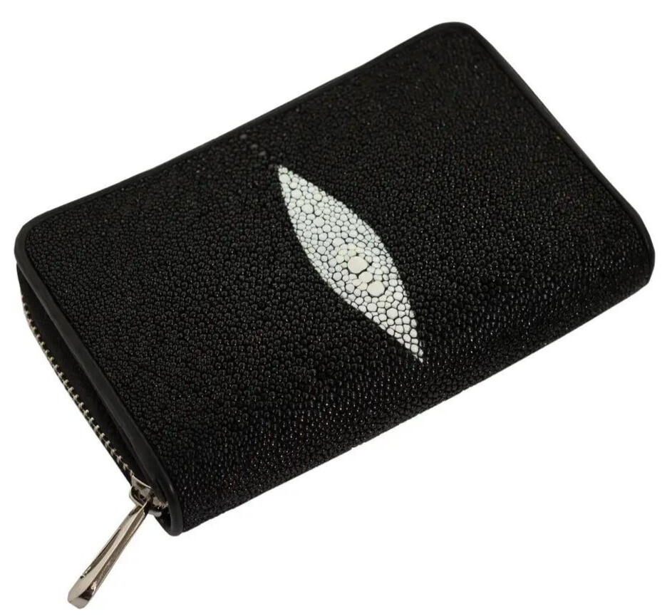 Гаманець зі шкіри ската Exotic Leather Чорний (stw 144)