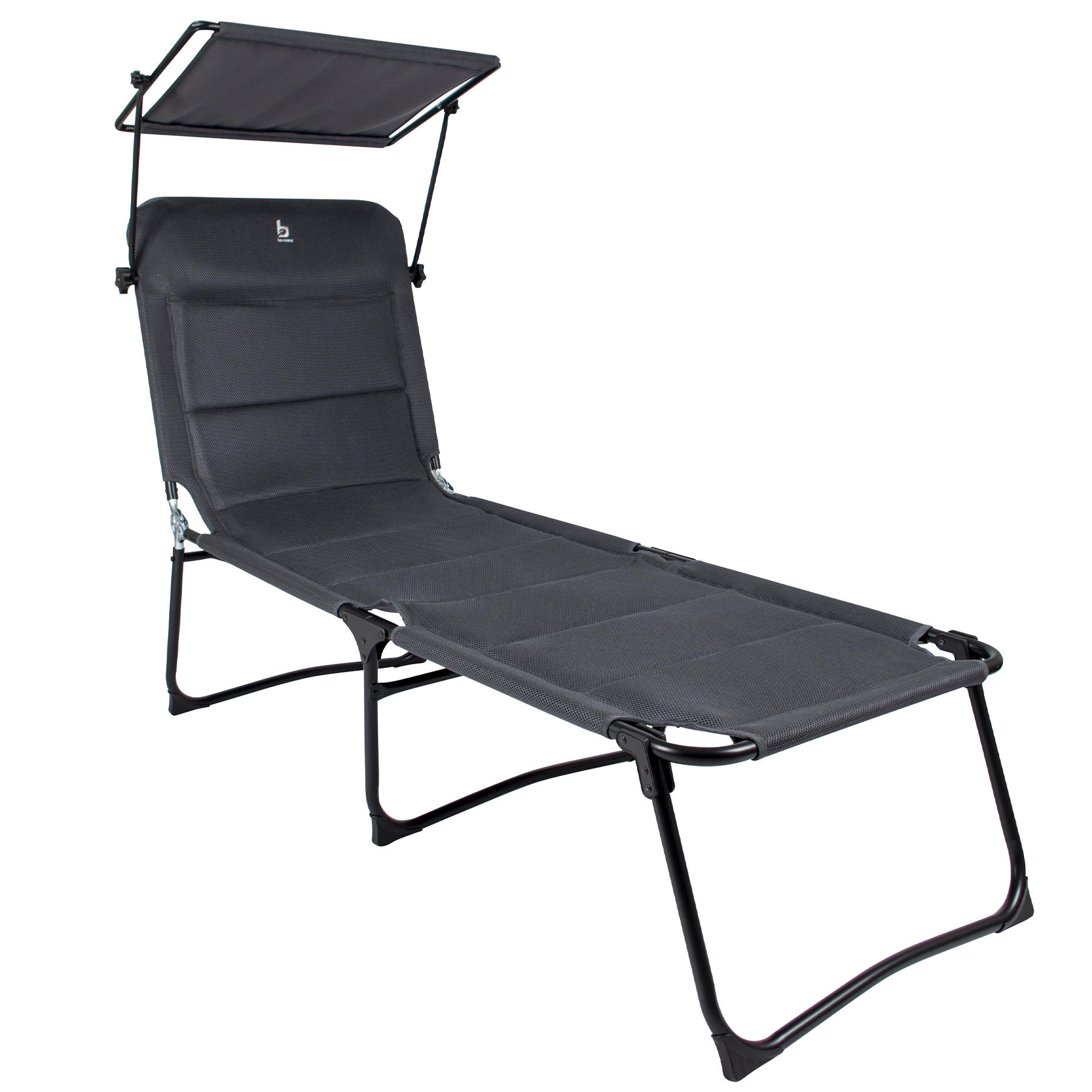 Ліжко розкладне Bo-Camp Sun Lounger With Sunscreen 5 Positions Grey (1304492) — фото 1