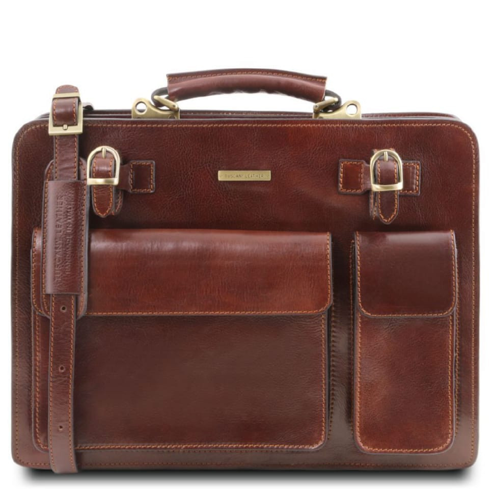 Чоловічий шкіряний портфель 2 відділення Tuscany Leather Venezia TL141268 (коричневий)