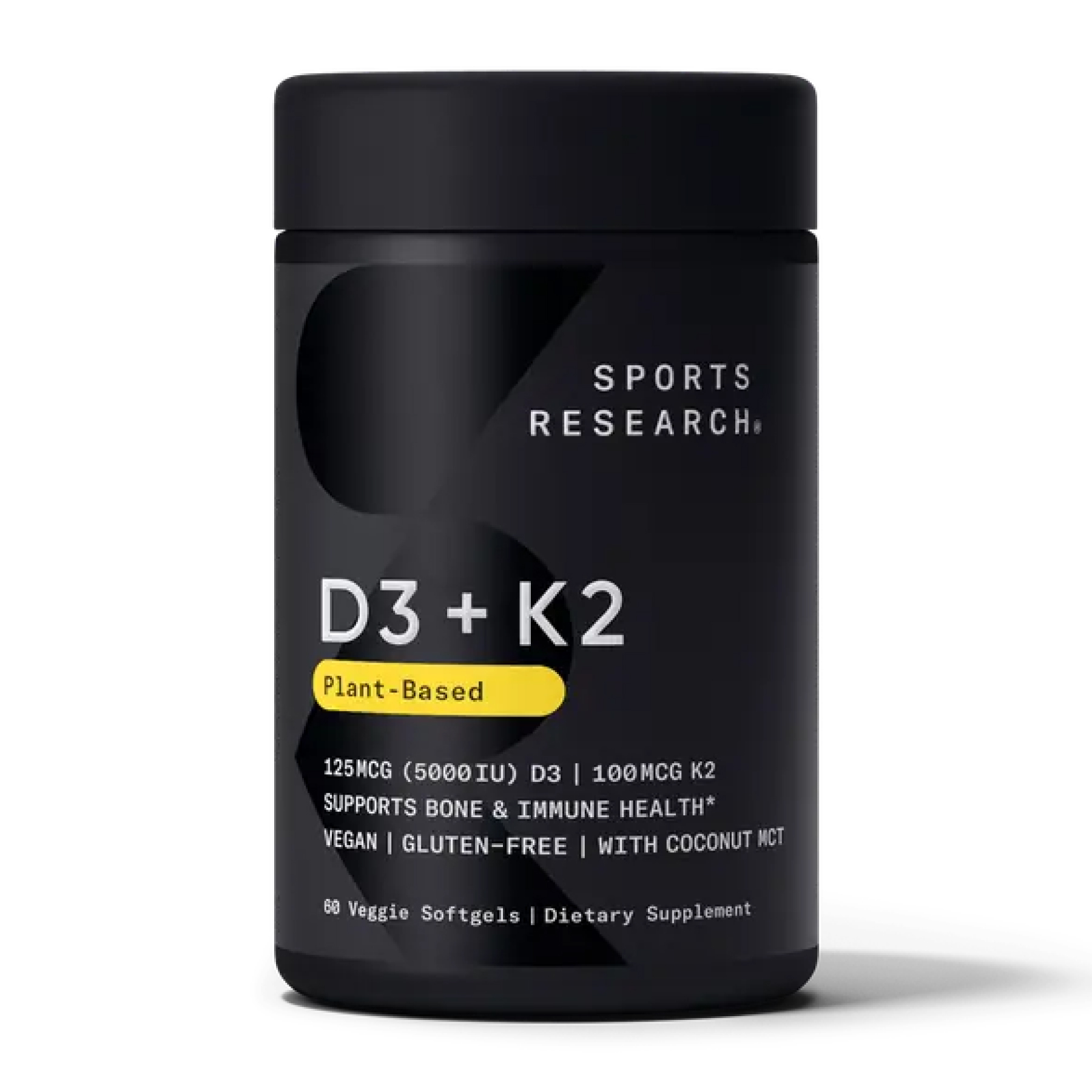 Веган D3, 5000 МО + Вітамін K2, 100 мкг, 60 м'яких капсул, Sport Research