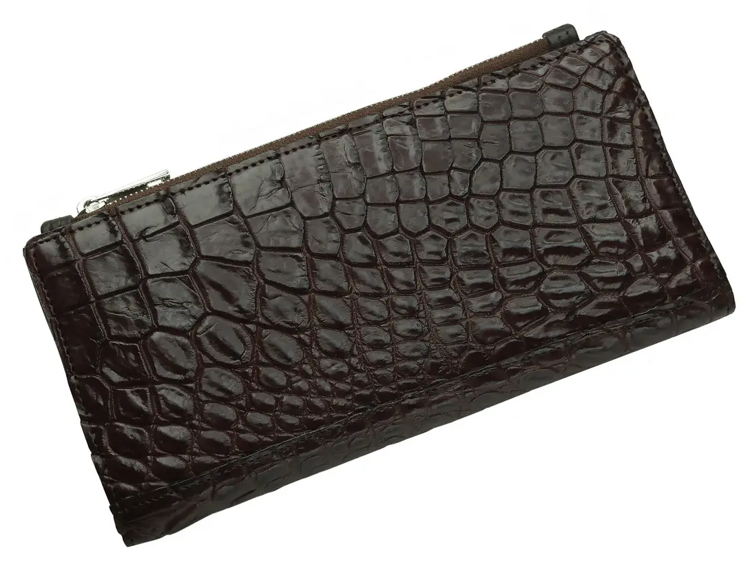 Гаманець зі шкіри крокодила на змійці Exotic Leather Коричневий (cw 93)