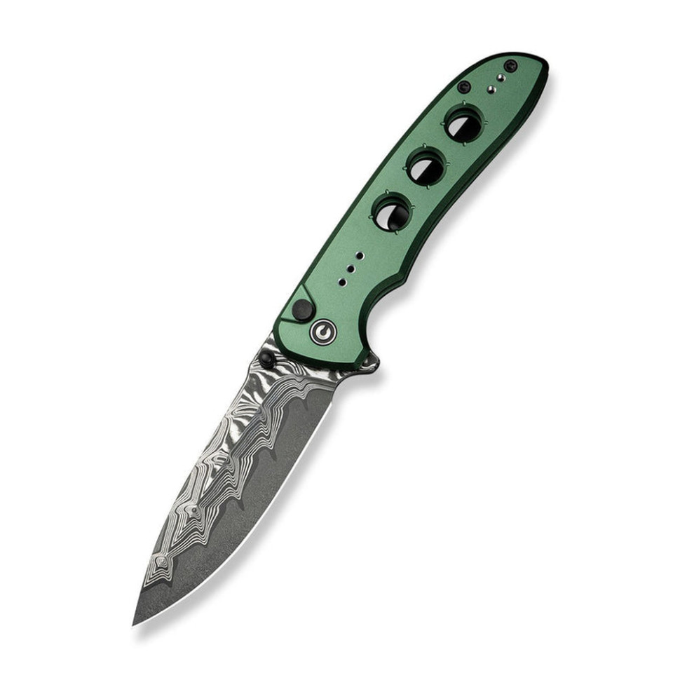 Ніж складаний туристичний Civivi Hyperpulse, (8.9 см) Damascus / Aluminum темно-зелений