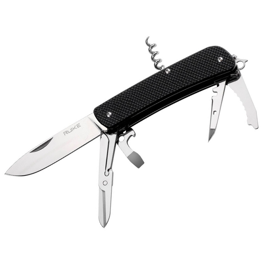 Багатофункціональний ніж Ruike Criterion L31, (8.5 см) 12C27 / G10 чорний, 18 інстр.