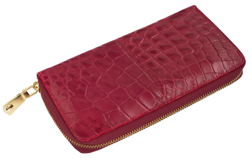 Гаманець Exotic Leather з натуральної шкіри крокодила Бордовий (cw 82_4)