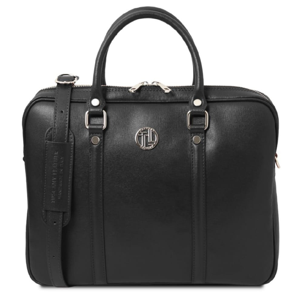 Ексклюзивний портфель для ноутбука из сафʼянової шкіри Prato Tuscany TL142453 (чорний)