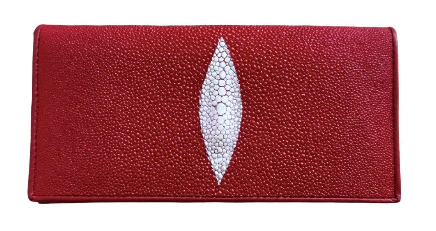 Вертикальне портмоне жіноче Exotic Leather (stw6) червоне із натуральної шкіри ската