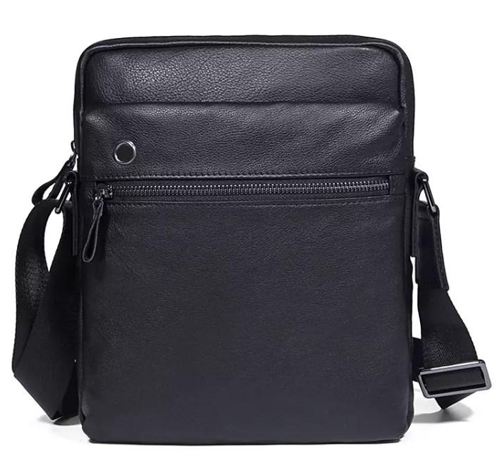 Сумка чоловіча шкіряна через плече чорна Tiding Bag 8716A — фото 1
