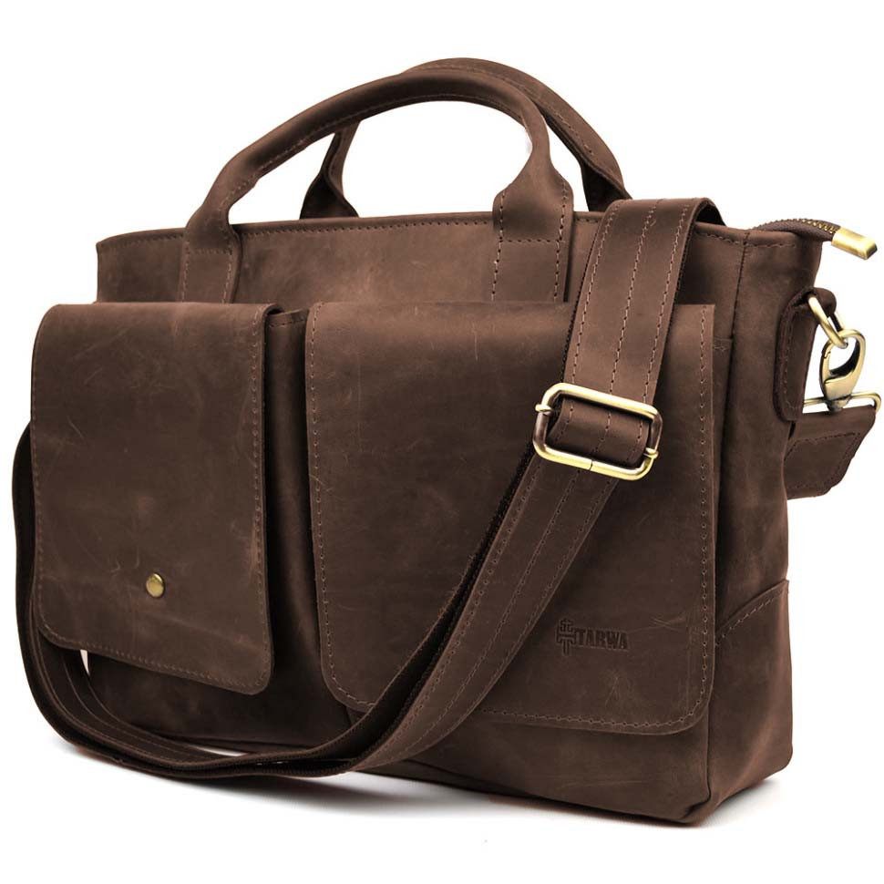 Сумка-портфель чоловіча на плечо с ручками TARWA коричневий RC-3990-3md