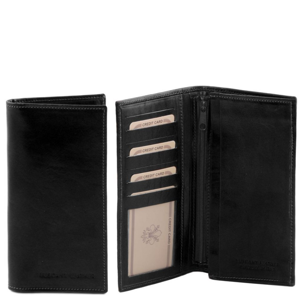 Чоловічий шкіряний гаманець двойного сложения Tuscany Leather TL140777 (чорний)